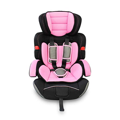 Todeco - Silla de Coche para Bebés y Niños, Asiento Elevador para Coches - Estándar/Certificación: ECE R44/04 - Rango de edad: Niños de 9 meses a 12 años - 9 a 36 kg, Rosado