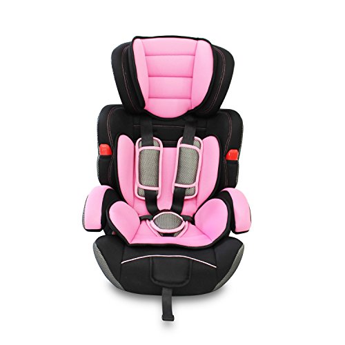 Todeco - Silla de Coche para Bebés y Niños, Asiento Elevador para Coches - Estándar/Certificación: ECE R44/04 - Rango de edad: Niños de 9 meses a 12 años - 9 a 36 kg, Rosado