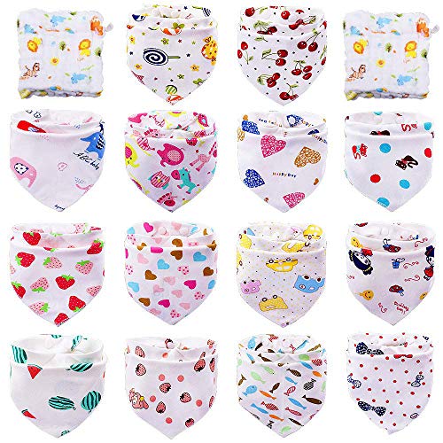 Tomkity 14 Baberos Bebe Bandanas Bufanda Toalla Drool Babas Tela para Bebé Niña Niño con 2 toallas (14+2 para niña)