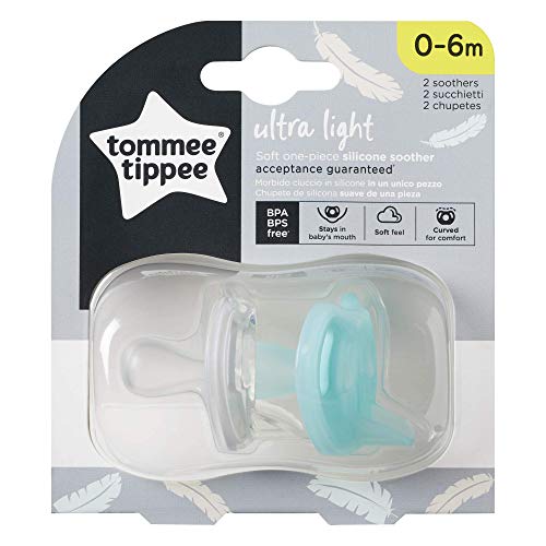 Tommee Tippee 433458-2 Chupetes De Silicona Ultra-Light, 0-6M, 2 Unidades, Unisex