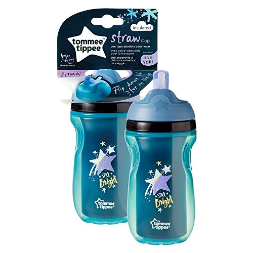 Tommee Tippee 44702381 - Taza con pajita aislada, para 12 meses, color azul, diseño aleatorio