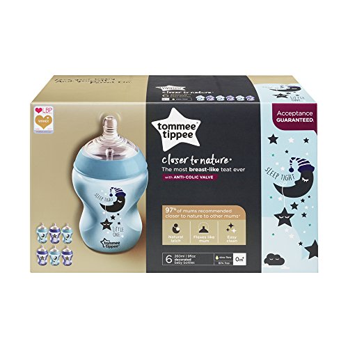 Tommee Tippee Biberones Closer to Nature, 260 ml, 6 unidades, azul