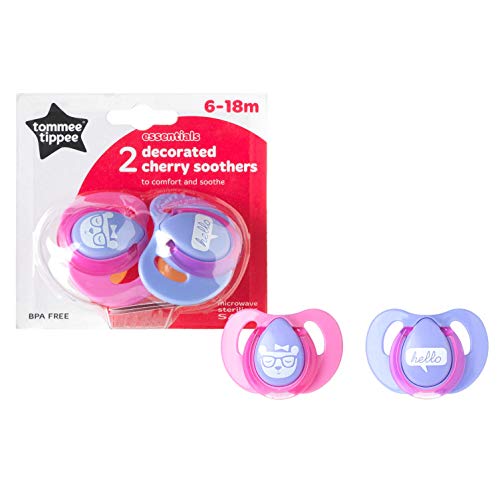 Tommee Tippee Decorados CEREZA Chupetes 6-18m Hello / Rosa - 2u.