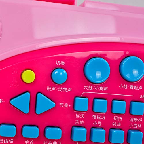 Toyvian 37 teclas teclado piano con micrófono y taburete electrónico teclado instrumento de música para niños niños niñas niños regalos con US Plug (rosa)