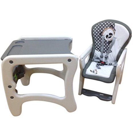 Trona para bebé convertible en mesa y silla, modelo panda gris. Trona o silla para niños.Mas set de regalo