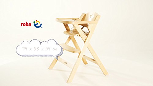 Trona plegable roba, ahorra espacio al plegarse, trona para bebé y silla infantil en madera natural