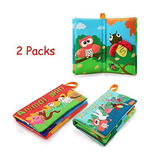 Tumama Libros Blandos para Bebé, Animales Libros de Tela para Bebes, Interactivo Aprendizaje y Educativo Juguetes Regalo para Bebes Recién Nacido Niños 2 Piezas