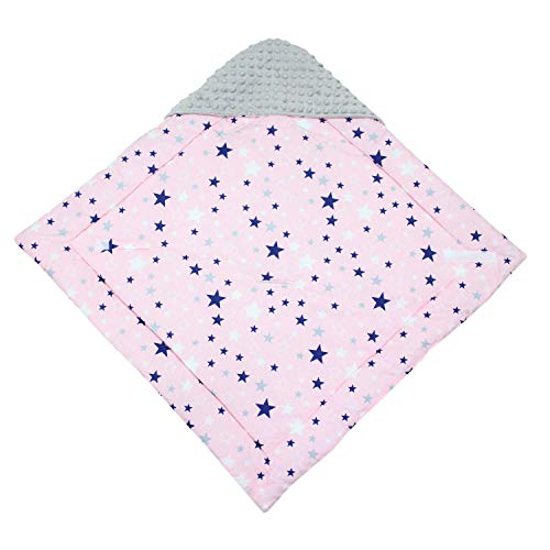 TupTam Manta Envolvente para Asiento de Coche Bebé Invierno, Estrellas Gris Claro Blanco/Rosa, c. 75 x 75 cm