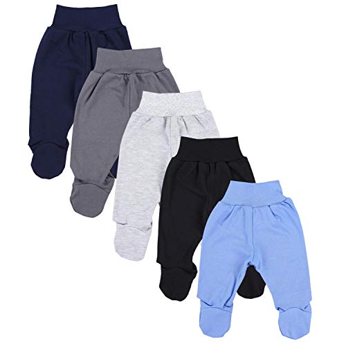 TupTam Pantalón con Pies de Bebé Pack de 5, Niño 5, 0-2 Meses(56cm)