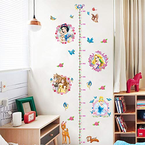 ufengke Pegatinas De Pared Gráficos de Crecimiento Princesa Vinilos Adhesivos Pared Ciervo Flores para Dormitorio Habitación Infantiles Bebés Niñas