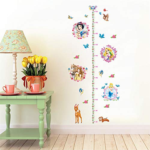 ufengke Pegatinas De Pared Gráficos de Crecimiento Princesa Vinilos Adhesivos Pared Ciervo Flores para Dormitorio Habitación Infantiles Bebés Niñas