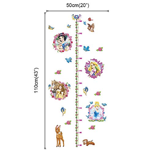 ufengke Pegatinas De Pared Gráficos de Crecimiento Princesa Vinilos Adhesivos Pared Ciervo Flores para Dormitorio Habitación Infantiles Bebés Niñas