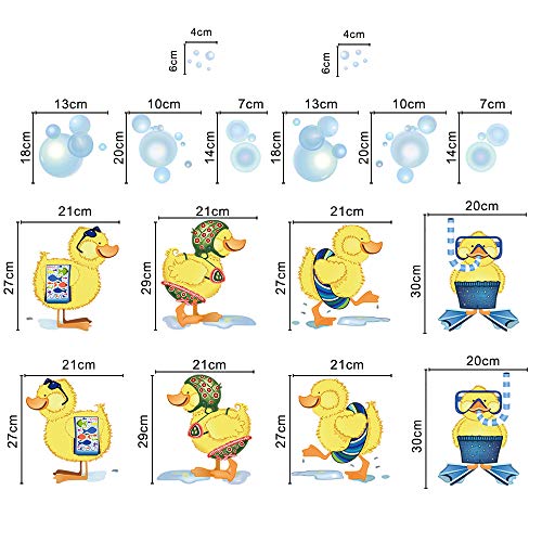 ufengke Pegatinas de Pared Patos Amarillos Vinilos Adhesivos Pared Baño Decorativos para Habitación Infantiles Niños Bebé