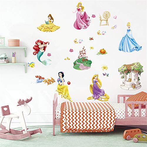 ufengke Pegatinas De Pared Princesa Sirena Vinilos Adhesivos Pared Castillo para Dormitorio Habitación Infantiles Bebés Niñas