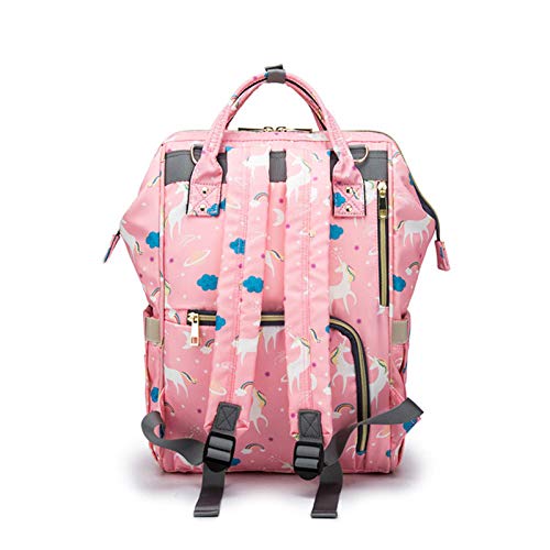 Unicorn Print Fabric Bi-Shoulder Mombag Impermeable Multifuncional De Gran Capacidad Madre Y Botella De Biberón Mochila Paquete Prenatal