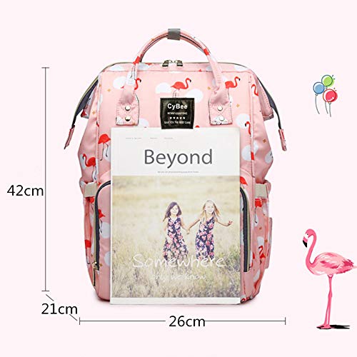 Unicorn Print Fabric Bi-Shoulder Mombag Impermeable Multifuncional De Gran Capacidad Madre Y Botella De Biberón Mochila Paquete Prenatal