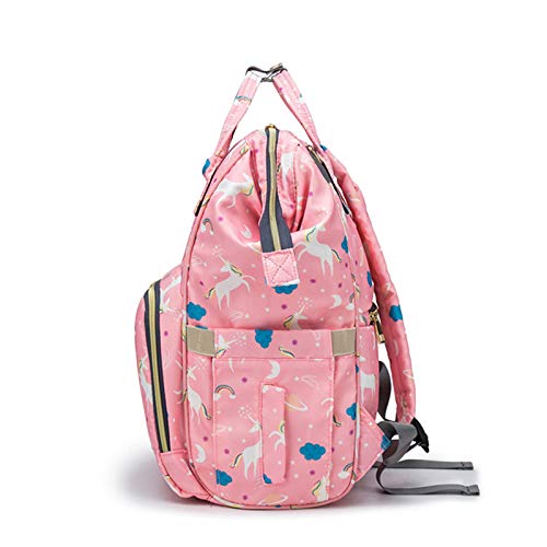 Unicorn Print Fabric Bi-Shoulder Mombag Impermeable Multifuncional De Gran Capacidad Madre Y Botella De Biberón Mochila Paquete Prenatal