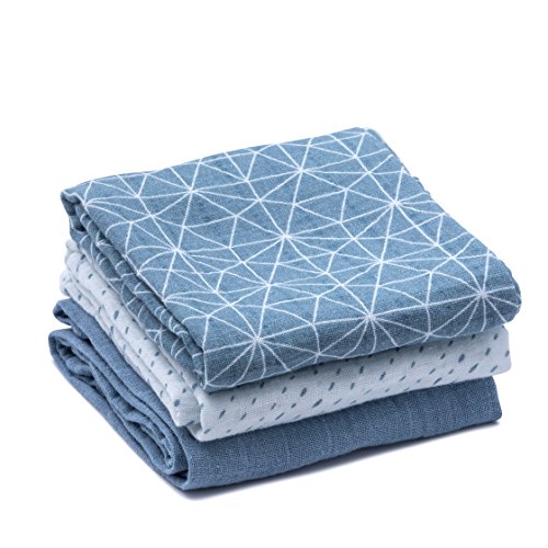 Urban Kanga Muselinas Bebe Algodón 70X70 cm Gasas Bebe Algodón Pack de 3 (Azul)