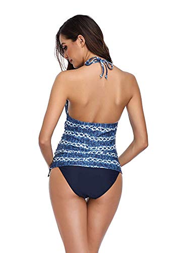 VECDY Bikini Premama, Moda Suave Bañadores De Mujer Talla Grandes con Estampado De Rayas Maternidad Traje De Baño Push Up Playa Embarazada Ajustable Monokini Premama Verano （Azul Oscuro，3XL）