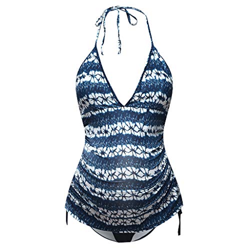 VECDY Bikini Premama, Moda Suave Bañadores De Mujer Talla Grandes con Estampado De Rayas Maternidad Traje De Baño Push Up Playa Embarazada Ajustable Monokini Premama Verano （Azul Oscuro，3XL）