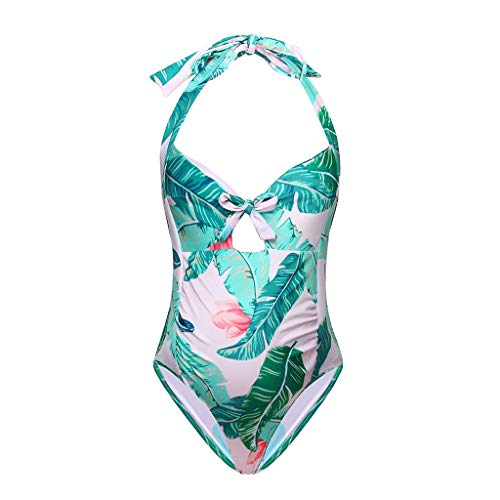 VECDY Bikini Premama Verano, Moda Suave Bañadores Premama Mujer Traje De Baño Maternidad De Liga con Estampado De Hojas Embarazo Ajustable Monokini Conjuntos Natación Verano （Multicolor，L）