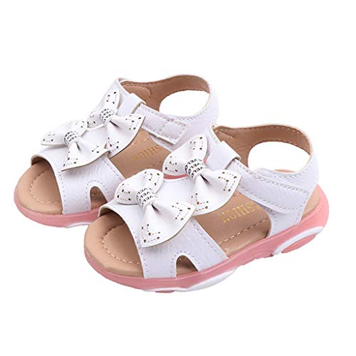 VECDY Zapatillas Bebe Niña, Moda Suave Zapatos 2019 Niños Bebés Niñas Bowknot Llevó La Luz Luminosa Deporte Sandalias Zapatillas De Deporte De Playa Verano Zapatos De Princesa (Blanco,23)