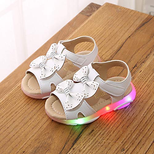 VECDY Zapatillas Bebe Niña, Moda Suave Zapatos 2019 Niños Bebés Niñas Bowknot Llevó La Luz Luminosa Deporte Sandalias Zapatillas De Deporte De Playa Verano Zapatos De Princesa (Blanco,23)