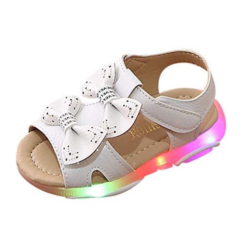 VECDY Zapatillas Bebe Niña, Moda Suave Zapatos 2019 Niños Bebés Niñas Bowknot Llevó La Luz Luminosa Deporte Sandalias Zapatillas De Deporte De Playa Verano Zapatos De Princesa (Blanco,23)