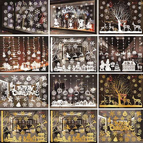 Ventana de Navidad Pegatinas de pared extraíbles de vidrio Pegatinas de bricolaje de Navidad Calcomanías de copos de nieve Fiesta de Navidad Decoración del hogar Tienda 25 @ Violet