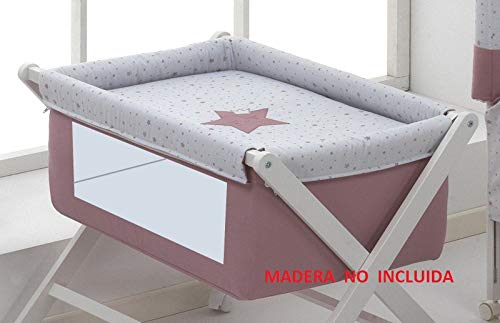 VESTIDURA PARA MINICUNA ACOLCHADA CON VENTANA ESTRELLA DORMILONA MALVA