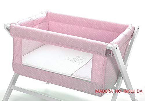 VESTIDURA PARA MINICUNA CON VENTANA ANIMALITOS ROSA