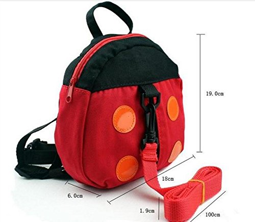 VI. yo anti-lost mochila infantil mochila para niños senderismo seguridad con extraíble cuerda de tracción dibujos animados Mariquita patrón