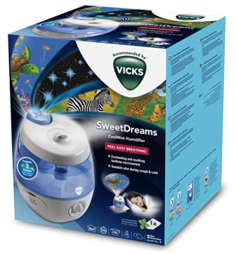 Vicks VUL575 - Humidificador de vapor frío Dulces Sueños con proyector de imágenes