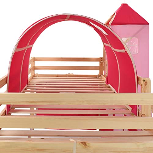 vidaXL Cama Alta para Niños Tobogán y Escalera Madera Pino 97x208 cm Somier Mueble Mobiliario Dormitorio Habitación Infantil Hogar