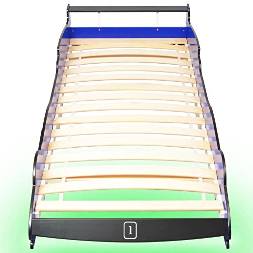 vidaXL Cama para Niños con Forma de Coche de Carreras Luces LED 90x200 cm Azul