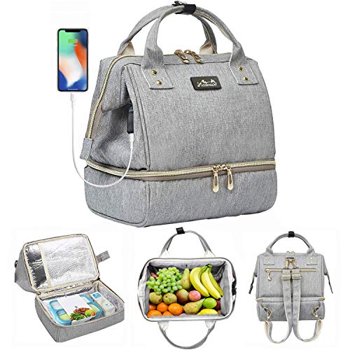 Viedouce Mini Bolsas Térmicas,Bolsas para Picnic Porta,Bolsa de Almuerzo,Mochila para Bebé Pañales,Multifuncional Mochila de Viaje con Puerto Carga USB & 2 Correa Hombro Ajustable(Talla Pequeña)