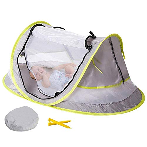 Volwco Tienda de campaña para bebé, mosquitera portátil, Tienda de campaña para bebés con protección UV UPF 50, Liviana, para Viajes, Cuna y 2 Clavijas