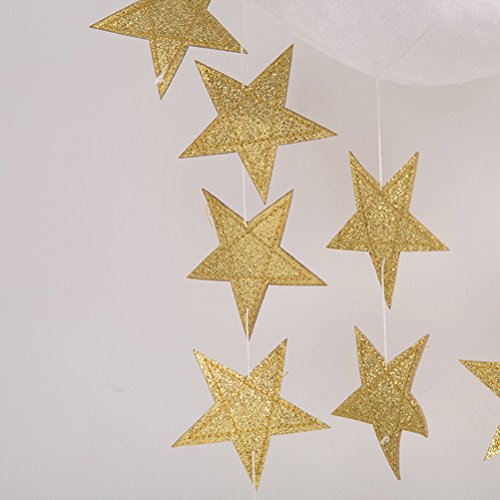 VORCOOL Techo de Guardería Mobile Moon Stars Decoraciones Colgantes para Baby Shower Habitación de Baby Nursery (Pink Moon y Golden Stars)