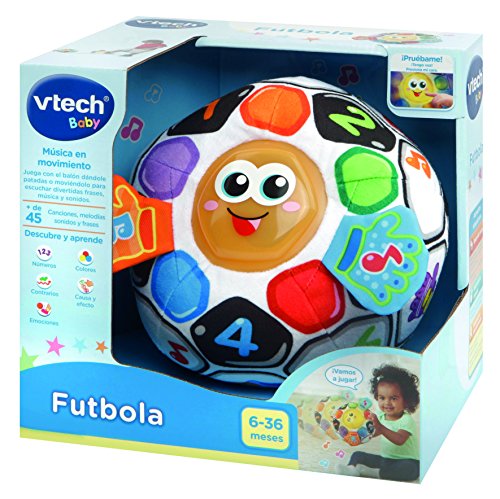 VTech-80-509122, Pelota fútbol bebé Blanda interactiva con más de 45 melodías, Sonidos, Canciones y Frases, favorece la estimulación Sensoria, Multicolor (3480-509122)