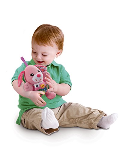 VTech-Peque Perrito de Peluche Interactivo con Canciones Voces y Actividades Que estimulan al bebé en Diferentes aspectos Desarrollo Motor, del lenguaje y sensorial, Color Rosa (3480-502357)