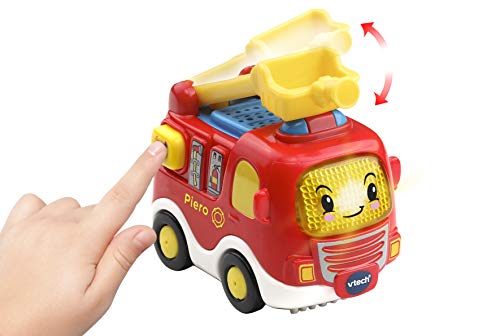 VTech- Piero camión de Bomberos TutTut Bólidos Vehículo Interactivo con luz, Voz, música y Efectos de Sonido, Incluye botón Sorpresa, Multicolor (80-514022)