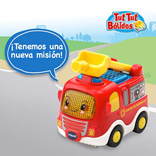 VTech- Piero camión de Bomberos TutTut Bólidos Vehículo Interactivo con luz, Voz, música y Efectos de Sonido, Incluye botón Sorpresa, Multicolor (80-514022)