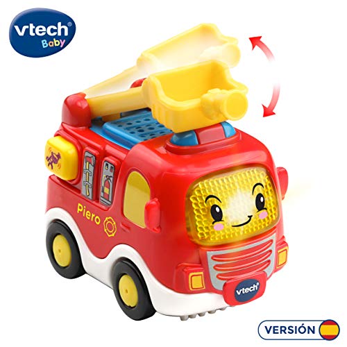 VTech- Piero camión de Bomberos TutTut Bólidos Vehículo Interactivo con luz, Voz, música y Efectos de Sonido, Incluye botón Sorpresa, Multicolor (80-514022)