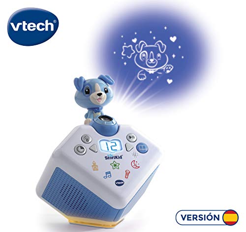 VTech - StoriKid, Cuentacuentos con proyector, escucha historias, poemas o canciones acompañadas de una proyección, graba tu propia historia, temporizador, luz de noche, color blanco/azul (80-608077)