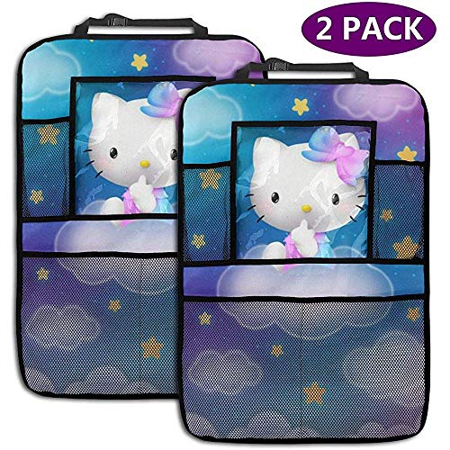 W-wishes Organizador para el Asiento Trasero del Coche: Accesorios fantásticos para el Coche Hello Kitty, Protector del Asiento Trasero Kick Mats con Soporte para Tableta Aumentado