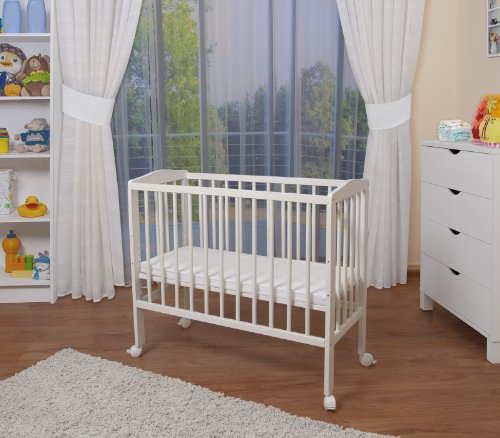 WALDIN Cuna colecho para bebé con equipamiento completo, lacado en blanco, 14 modelos a elegir a elegir,color textil blanco