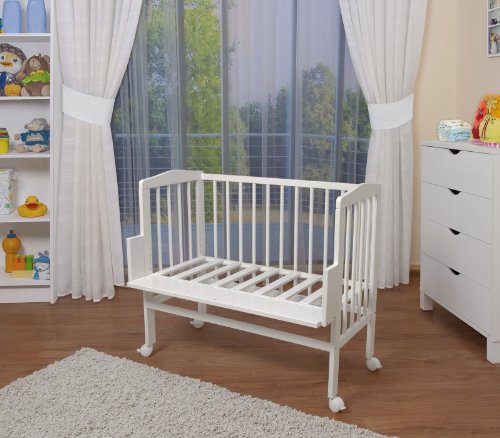 WALDIN Cuna colecho para bebé con equipamiento completo, lacado en blanco, 14 modelos a elegir a elegir,color textil blanco