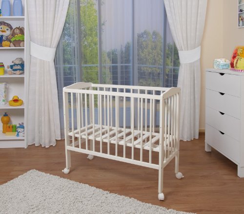 WALDIN Cuna colecho para bebé con equipamiento completo, lacado en blanco, 14 modelos a elegir a elegir,color textil blanco