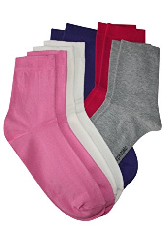 Weri Spezials - Juego de 5 pares de calcetines para niña, colores crema, gris jaspeado, lila, rosa oscuro, rosa Crema / rosa / rosa / gris jaspeado / lila 5-6 Años