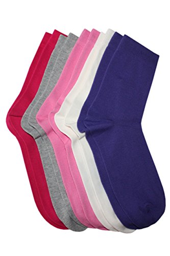 Weri Spezials - Juego de 5 pares de calcetines para niña, colores crema, gris jaspeado, lila, rosa oscuro, rosa Crema / rosa / rosa / gris jaspeado / lila 5-6 Años